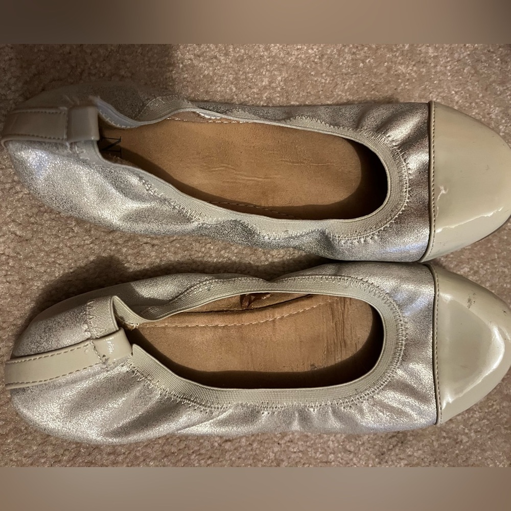 NY and CO Gold and Cream Women's Ballet Flats
